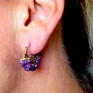 Gold an amethyst beads earrings